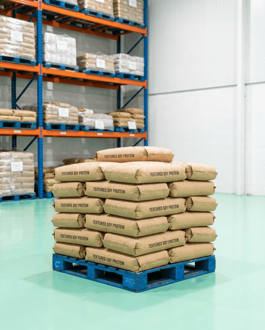 Sacos de soya texturizada en almacén IXOYE